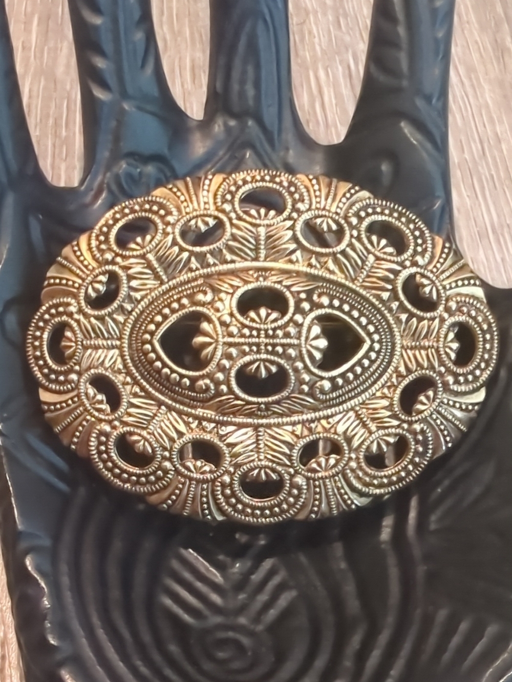 Vintage French Designer Ornate Filigree Brooch